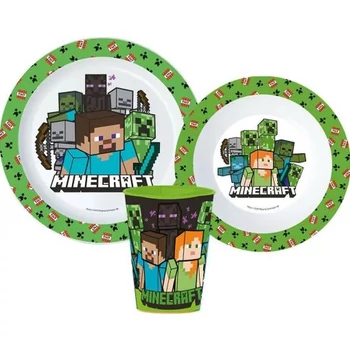 Minecraft Creeper étkészlet, micro műanyag szett, pohárral 260 ml