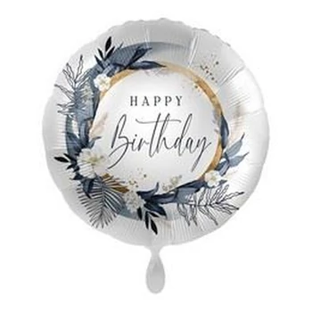 17 inch-es Happy Birthday Modern Boho Wreath Fólia Lufi