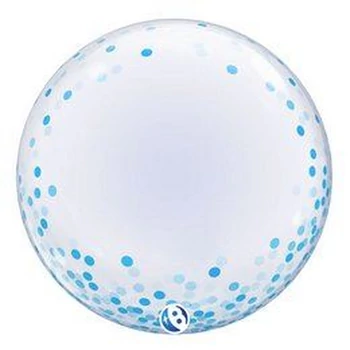 24 inch-es Kék Konfetti Pöttyös Mintás - Blue Confetti Dots Deco Bubbles Lufi