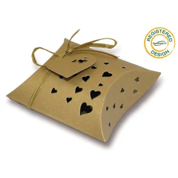 Papírdoboz - Arany színű, Szívecskékkel