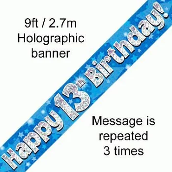 Banner - Kék - 13th Birthday Felirat