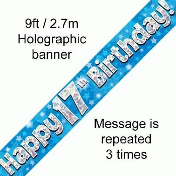 Banner - Kék - 17th Birthday Felirat