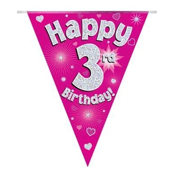 Zászlófüzér - Pink 03th Happy Birthday - 3,9 méter