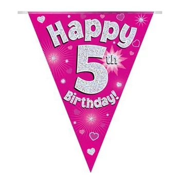 Zászlófüzér - Pink 05th Happy Birthday - 3,9 méter
