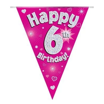Zászlófüzér - Pink 06th Happy Birthday - 3,9 méter