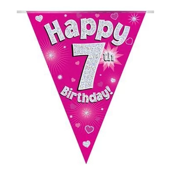 Zászlófüzér - Pink 07th Happy Birthday - 3,9 méter