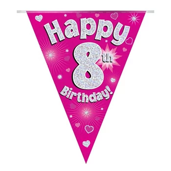 Zászlófüzér - Pink 08th Happy Birthday - 3,9 méter