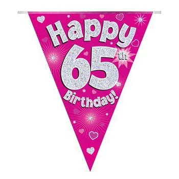 Zászlófüzér - Pink 65th Happy Birthday - 3,9 méter