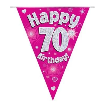 Zászlófüzér - Pink 70th Happy Birthday - 3,9 méter