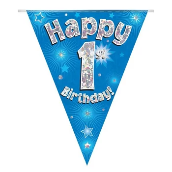 Zászlófüzér - Kék 01th Happy Birthday - 3,9 méter