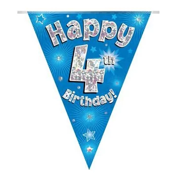 Zászlófüzér - Kék 04th Happy Birthday - 3,9 méter