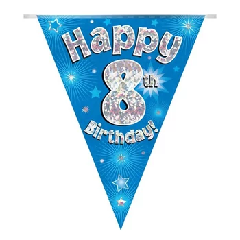 Zászlófüzér - Kék 08th Happy Birthday - 3,9 méter