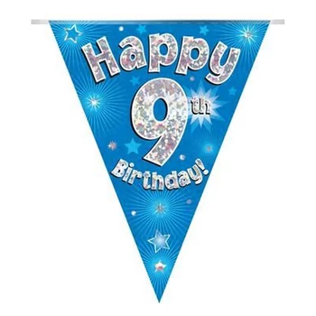 Zászlófüzér - Kék 09th Happy Birthday - 3,9 méter