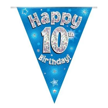 Zászlófüzér - Kék 10th Happy Birthday - 3,9 méter