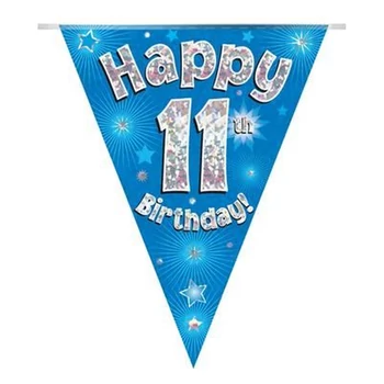 Zászlófüzér - Kék 11th Happy Birthday - 3,9 méter