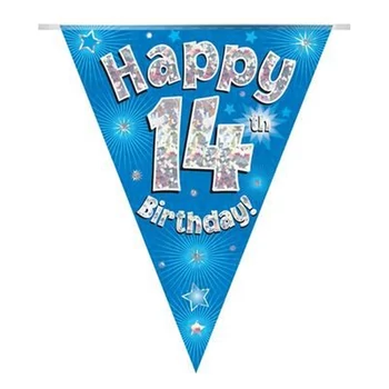 Zászlófüzér - Kék 14th Happy Birthday - 3,9 méter
