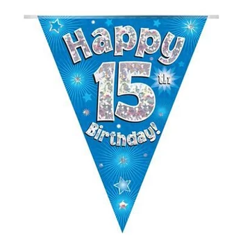 Zászlófüzér - Kék 15th Happy Birthday - 3,9 méter