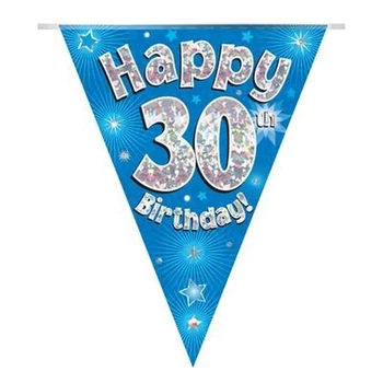 Zászlófüzér - Kék 30th Happy Birthday - 3,9 méter