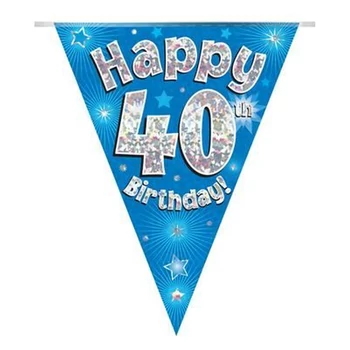 Zászlófüzér - Kék 40th Happy Birthday - 3,9 méter