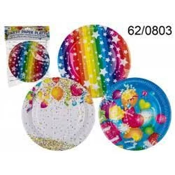 Tányér - Papír Party tányér 23cm 3 minta 8db
