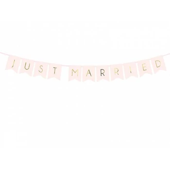 Just Married - Rózsaszín, Arany - Banner