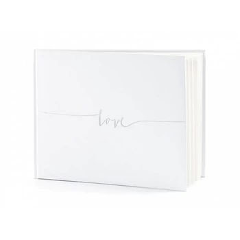 Vendégkönyv - Fehér, Ezüst love felirattal