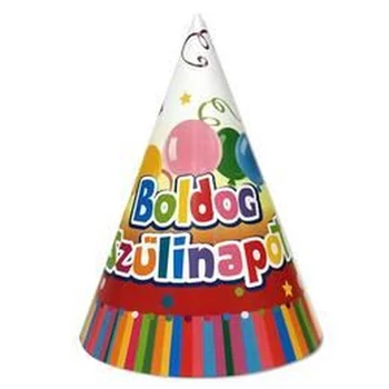 Party kalap - Boldog Szülinapot, Színes, 6db