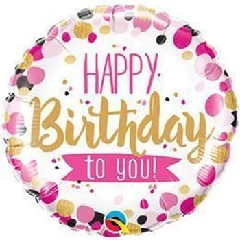 18 inch-es fólia - Happy Birthday to You, Pink/Arany