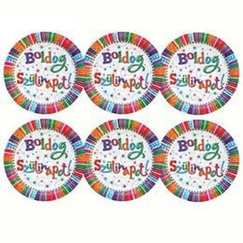 Papírtányér - Boldog Szülinapot, Radiant, 6db