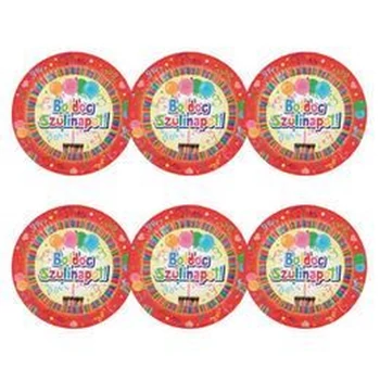 Papírtányér - Boldog Szülinapot, Lufis, 6db