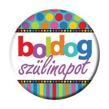 Kitűző - Boldog szülinapot, Színes mintás
