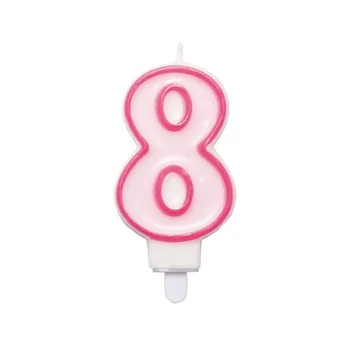 Gyertya - Rózsaszínű Szülinapi Számgyertya Tartóval 8-As Számos
