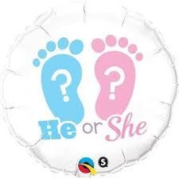 Fólia Lufi - 18"-es Babaváró He or She? Footprints Léggömb