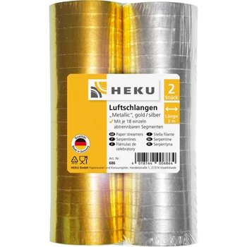 Szerpentin 2 tekercs/csomag "Metal", 18db/hossz 3m, arany/ezüst