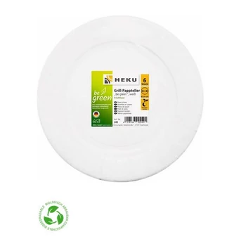 Tányér - Papír Fehér Grillezéshez,Ø 29 cm, 6db, 350 g/m² Komposztálható