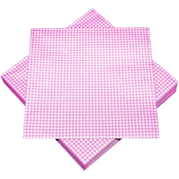 Szalvéta - Apró kockás, Fehér/Pink, 20db