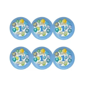 Papírtányér - 1. szülinapra, Lufis, Kék