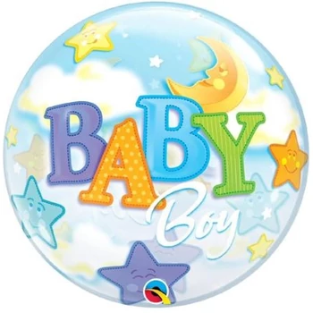 22 inch-es Baby Boy Moon és Stars Bubbles Bébi Lufi Babaszületésre
