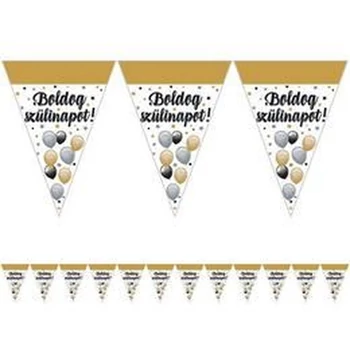 Elegáns Boldog Szülinapot! Léggömbös Parti Zászlófüzér - 5 m