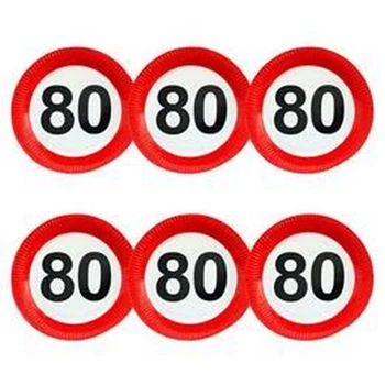 Papírtányér - Sebességkorlátozó 80-as, 6db