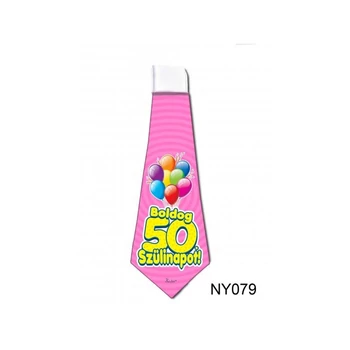 Nyakkendő - Rózsaszín lufis - Boldog 50. szülinapot