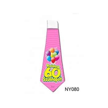 Nyakkendő - Rózsaszín lufis - Boldog 60. szülinapot