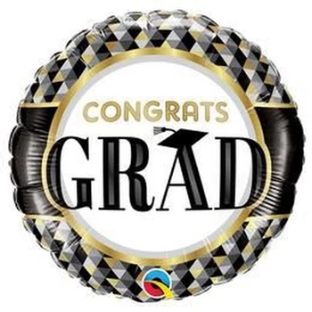 18 inch-es Grad Black & Gold Patterns Ballagási Fólia Lufi