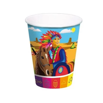 Indiános papírpohár - 8db