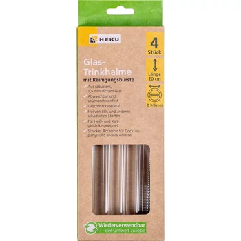 Üveg szívószál tisztítóval