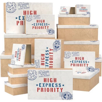 Ajándékdoboz több méretben - Bélyeg mintás