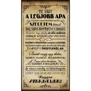 Falikép tábla - Te vagy a legjobb Apa 26*50cm