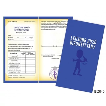 Bizonyítvány - Legjobb Edző bizonyítvány - Ajándék edzőnek