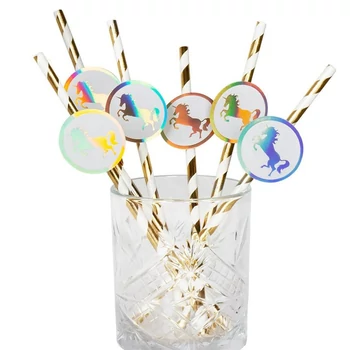 Unikornis - Arany Csíkos Szívószál