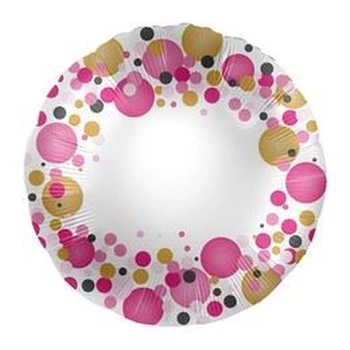 Feliratozható 17 inch-es Rózsaszín Pasztell Konfettis Fólia Lufi